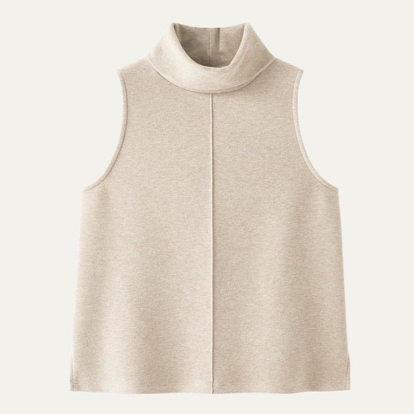 OGL Tops - OGL Turtle Neck Split Hem Top - Heather Beige